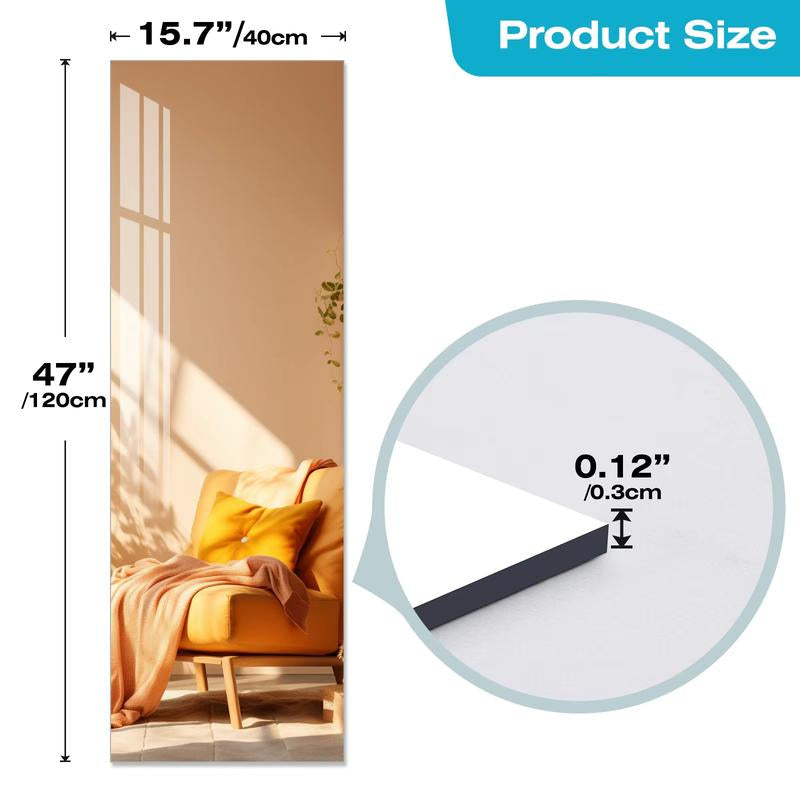 Full Length Mirror,Acrylic Soft Mirror,High Definition Soft Mirror, a Seamless Full-Length Mirror, Suitable for Your Home Porch,Living Room, Bedroom, Home Gym (Lagre 47.25"X15.75")